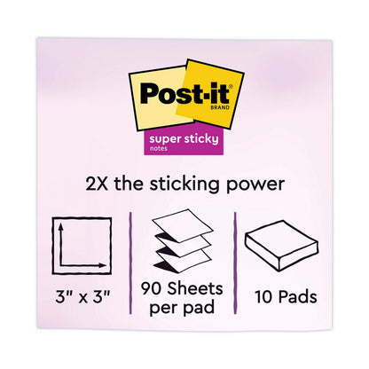 Post-it Pop-up 3 x 3 Note Refill, 3" x 3", Supernova Neons Collection Colors, 90 Sheets/Pad, 10 Pads/Pack