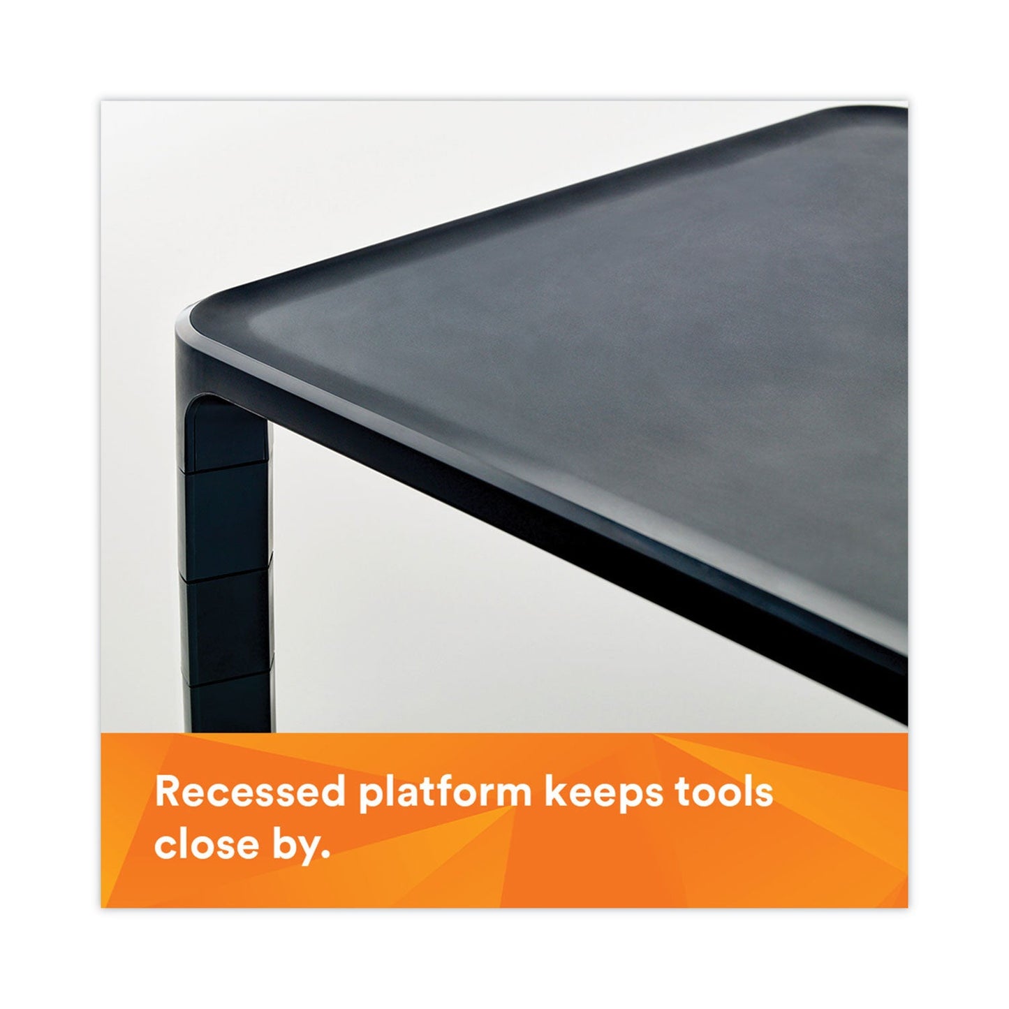 3M Adjustable Monitor Stand, 16" x 12" x 1.75" to 5.5", Black, Supports 20 lbs