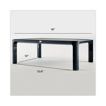 3M Adjustable Monitor Stand, 16" x 12" x 1.75" to 5.5", Black, Supports 20 lbs