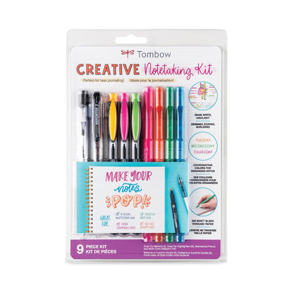 Tombow Creative Notetaking Kit, 0.7mm Ballpoint Pen, 0.5mm HB Pencil, (4) Bullet/Chisel Tip Markers,(3) Chisel/Fine Tip Highlighters