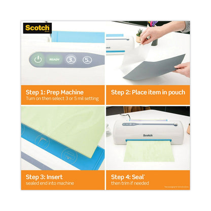 Scotch Laminating Pouches, 3 mil, 9" x 11.5", Gloss Clear, 50/Pack