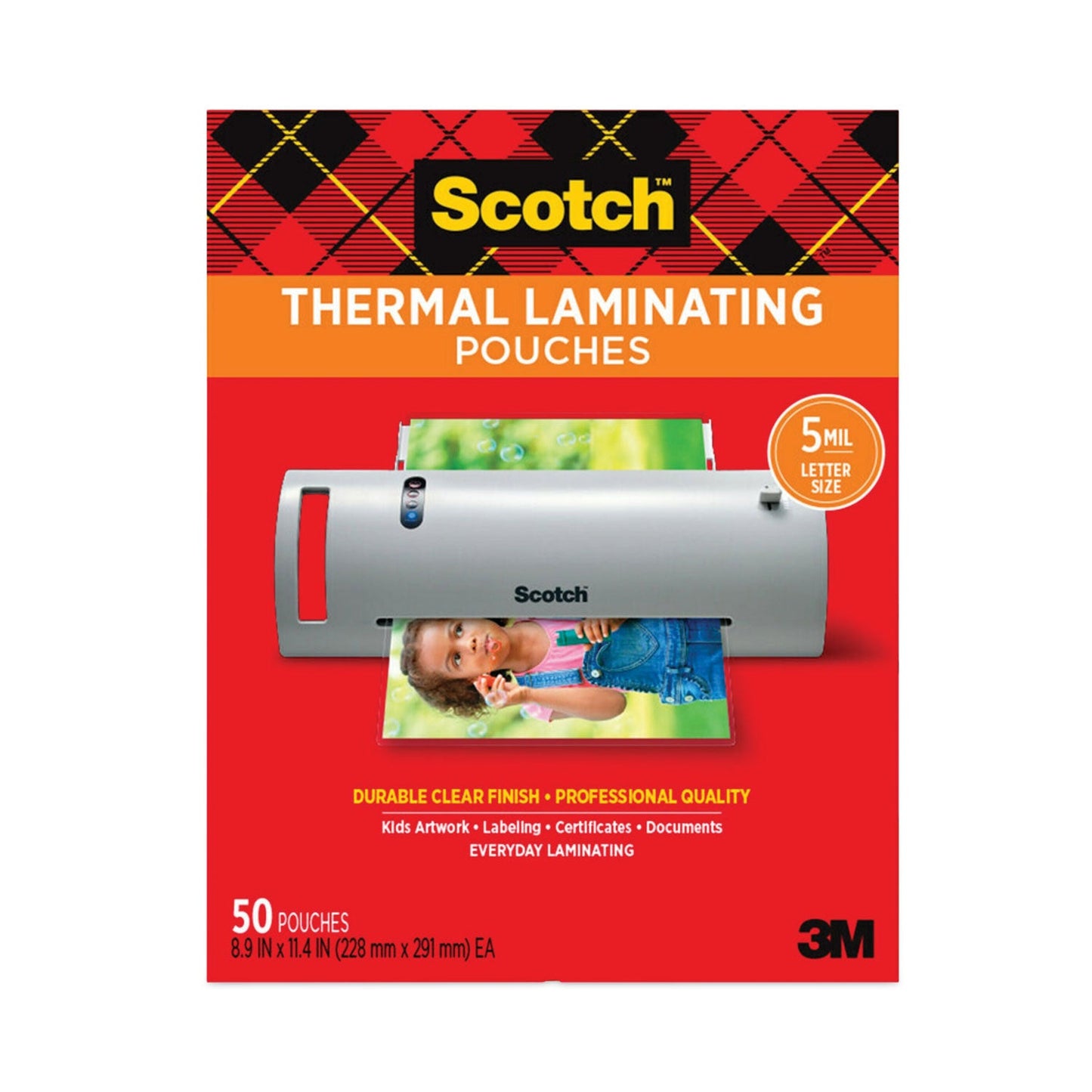 Scotch Laminating Pouches, 5 mil, 9" x 11.5", Gloss Clear, 50/Pack