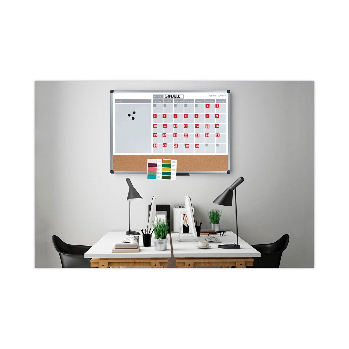 MasterVision Interchangeable Magnetic Board Accessories, Calendar Dates, Red/White, 1" x 1", 31 Pieces