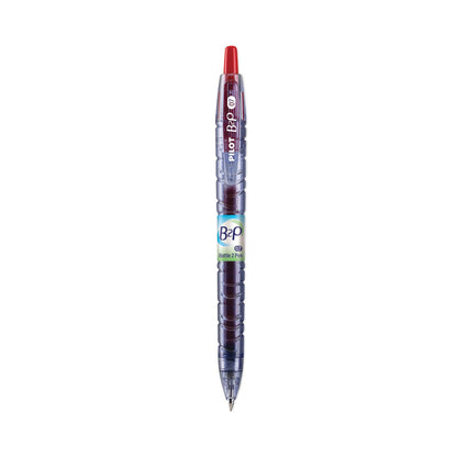 Pilot B2P Bottle-2-Pen Recycled Gel Pen, Retractable, Fine 0.7 mm, Red Ink, Translucent Blue Barrel