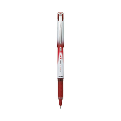 Pilot VBall Grip Liquid Ink Roller Ball Pen, Stick, Extra-Fine 0.5 mm, Red Ink, Red/White Barrel