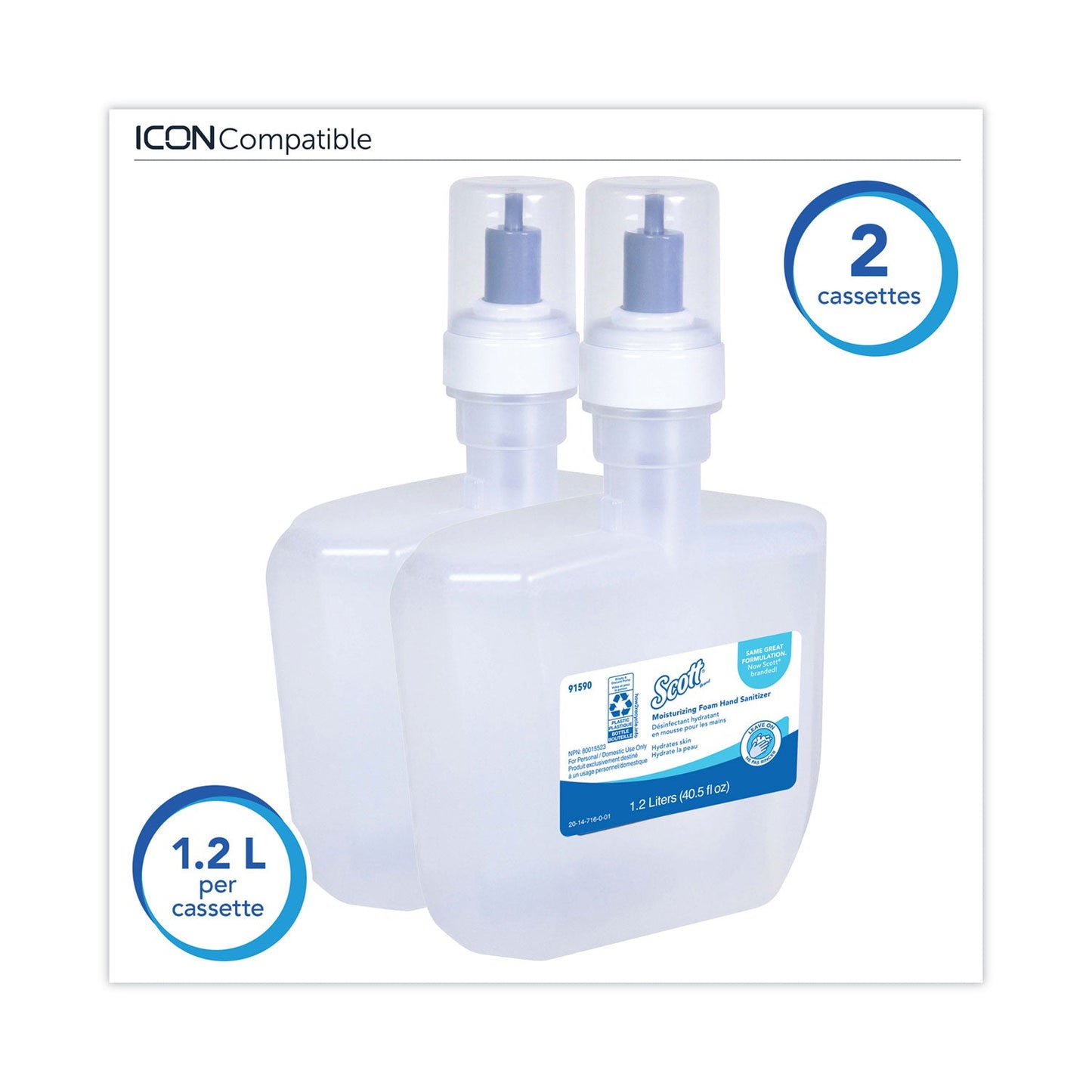 Scott Pro Moisturizing Foam Hand Sanitizer, 1,200 mL Cassette, Fruity Cucumber Scent, 2/Carton