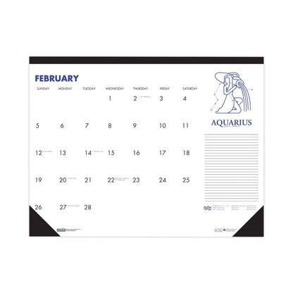 House of Doolittle Recycled Zodiac Desk Pad Calendar, Zodiac Artwork, 17 x 22, White Sheets, Black Binding/Corners, 12-Month (Jan-Dec) 2023