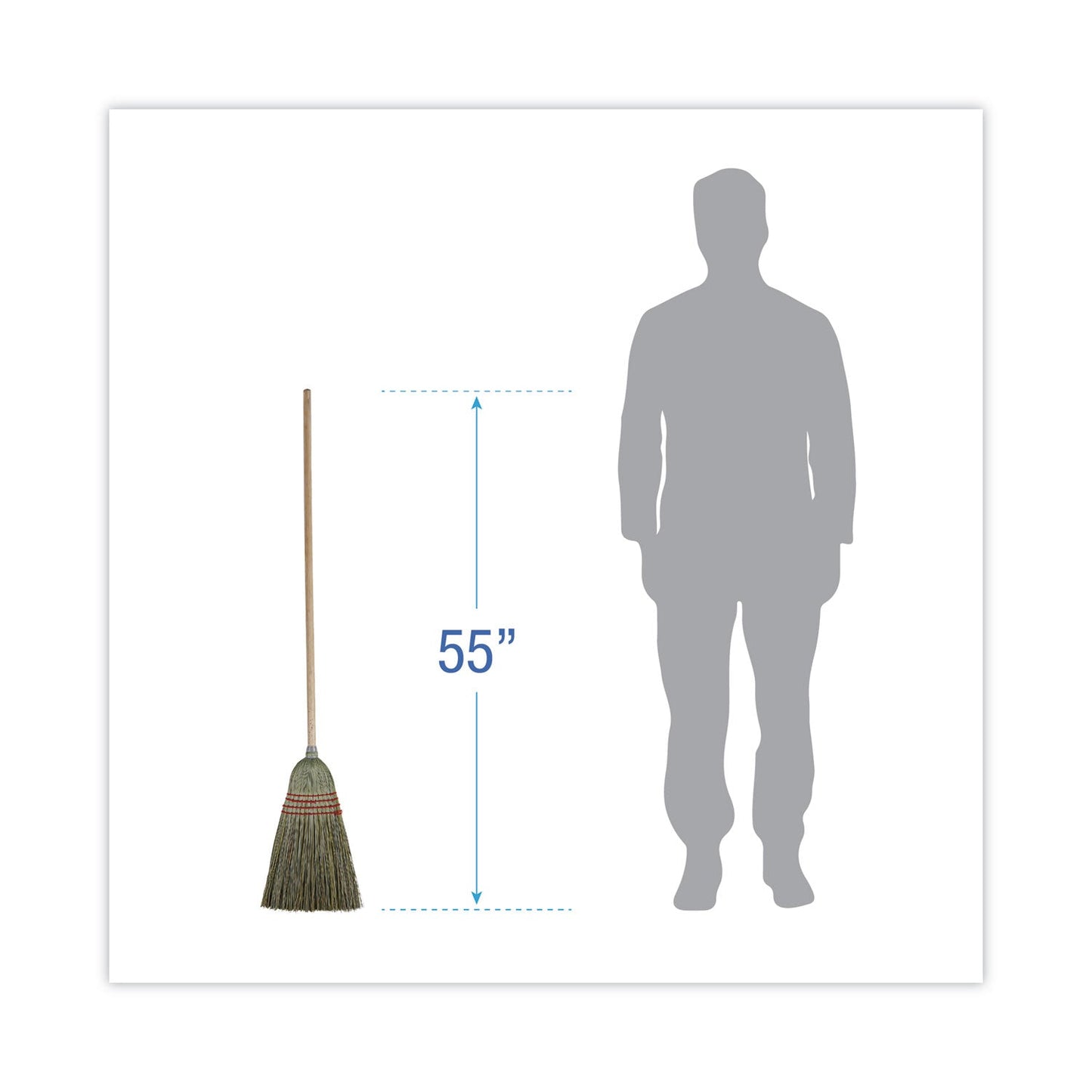 Boardwalk Mixed Fiber Maid Broom, Mixed Fiber Bristles, 55" Overall Length, Natural, 12/Carton