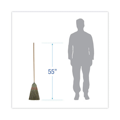 Boardwalk Mixed Fiber Maid Broom, Mixed Fiber Bristles, 55" Overall Length, Natural, 12/Carton