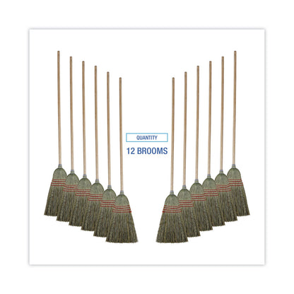 Boardwalk Mixed Fiber Maid Broom, Mixed Fiber Bristles, 55" Overall Length, Natural, 12/Carton