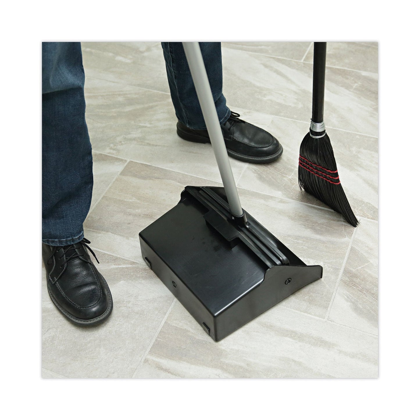 Boardwalk Flag Tipped Poly Lobby Brooms, Flag Tipped Poly Bristles, 38" Overall Length, Natural/Black, 12/Carton