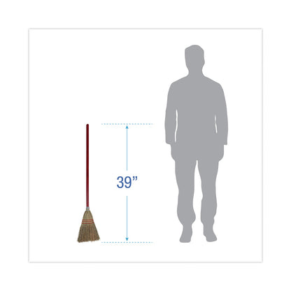 Boardwalk Corn Fiber Lobby/Toy Broom, Corn Fiber Bristles, 39" Overall Length, Red, 12/Carton