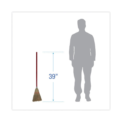 Boardwalk Corn Fiber Lobby/Toy Broom, Corn Fiber Bristles, 39" Overall Length, Red