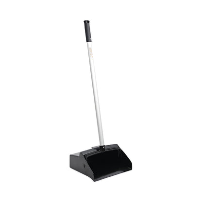 Boardwalk Lobby Dust Pan, 11.75 x 37, 34" Handle, Plastic/Aluminum, Black/Silver
