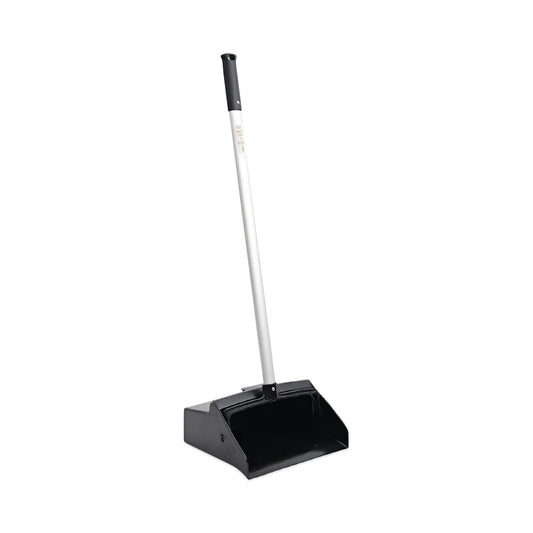 Boardwalk Lobby Dust Pan, 11.75 x 37, 34" Handle, Plastic/Aluminum, Black/Silver