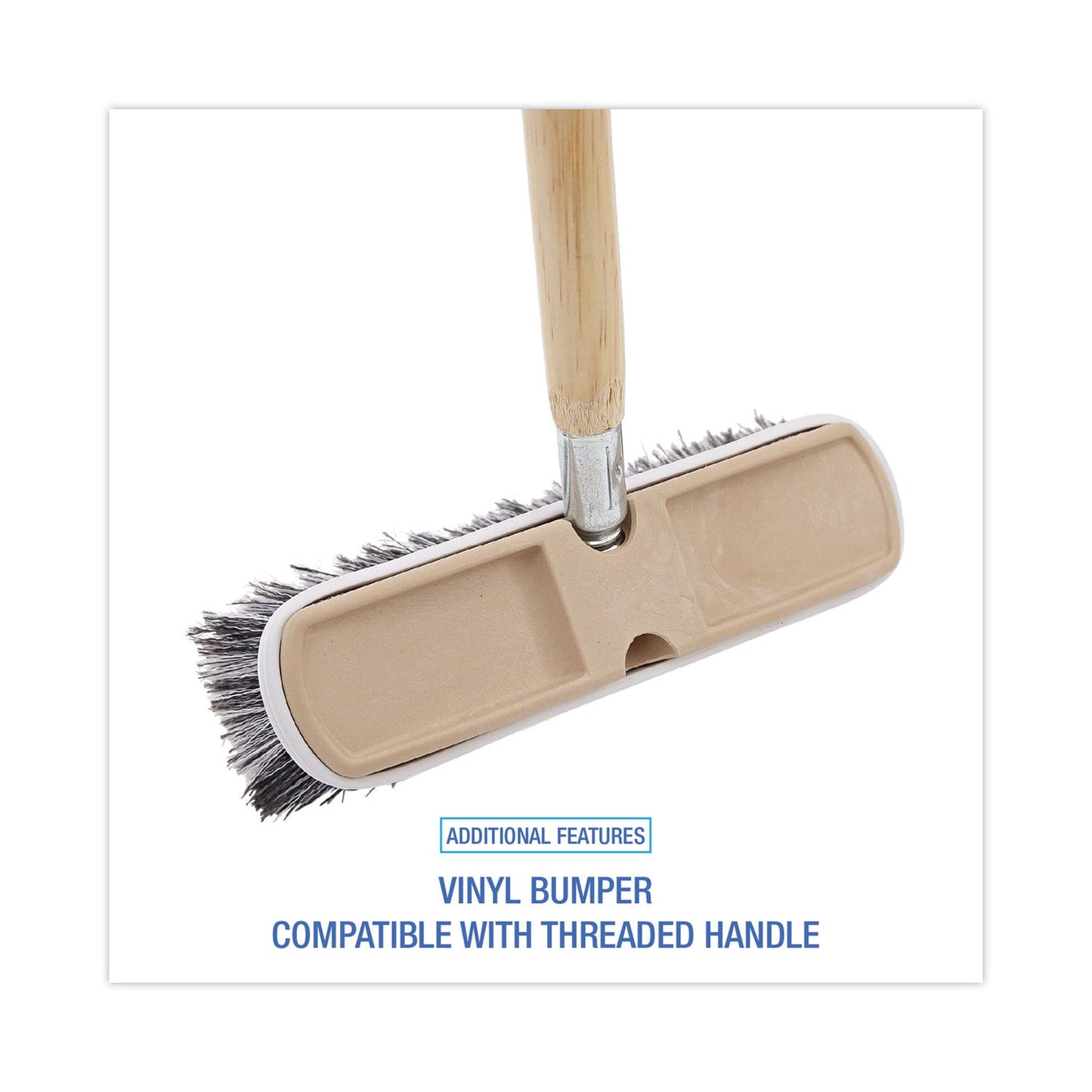 Boardwalk Polystyrene Vehicle Brush with Vinyl Bumper, Black/White Polystyrene Bristles, 10" Brush