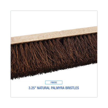 Boardwalk Floor Brush Head, 3.25" Natural Palmyra Fiber Bristles, 18" Brush