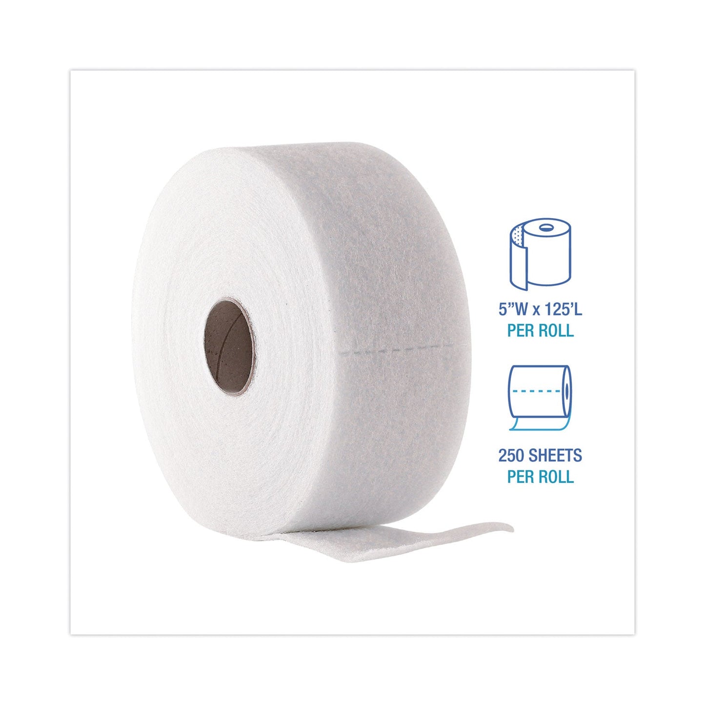 Boardwalk TrapEze Disposable Dusting Sheets, 5" x 125 ft, White, 250 Sheets/Roll, 2 Rolls/Carton