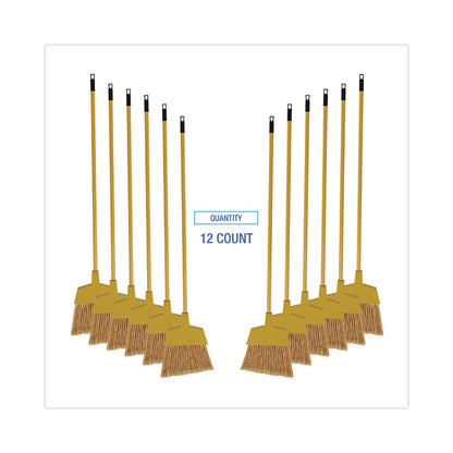 Boardwalk Corn Fiber Angled-Head Lobby Brooms, 55" Handle, Yellow, 12/Carton