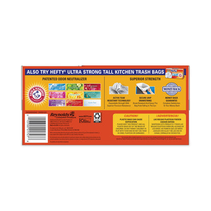 Hefty Easy Flaps Trash Bags, 13 gal, 0.8 mil, 23.75" x 28", White, 80/Box