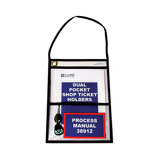 C-Line 2-Pocket Shop Ticket Holder w/Setrap, Black Stitching, 150-Sheet, 9 x 12, 15/Box