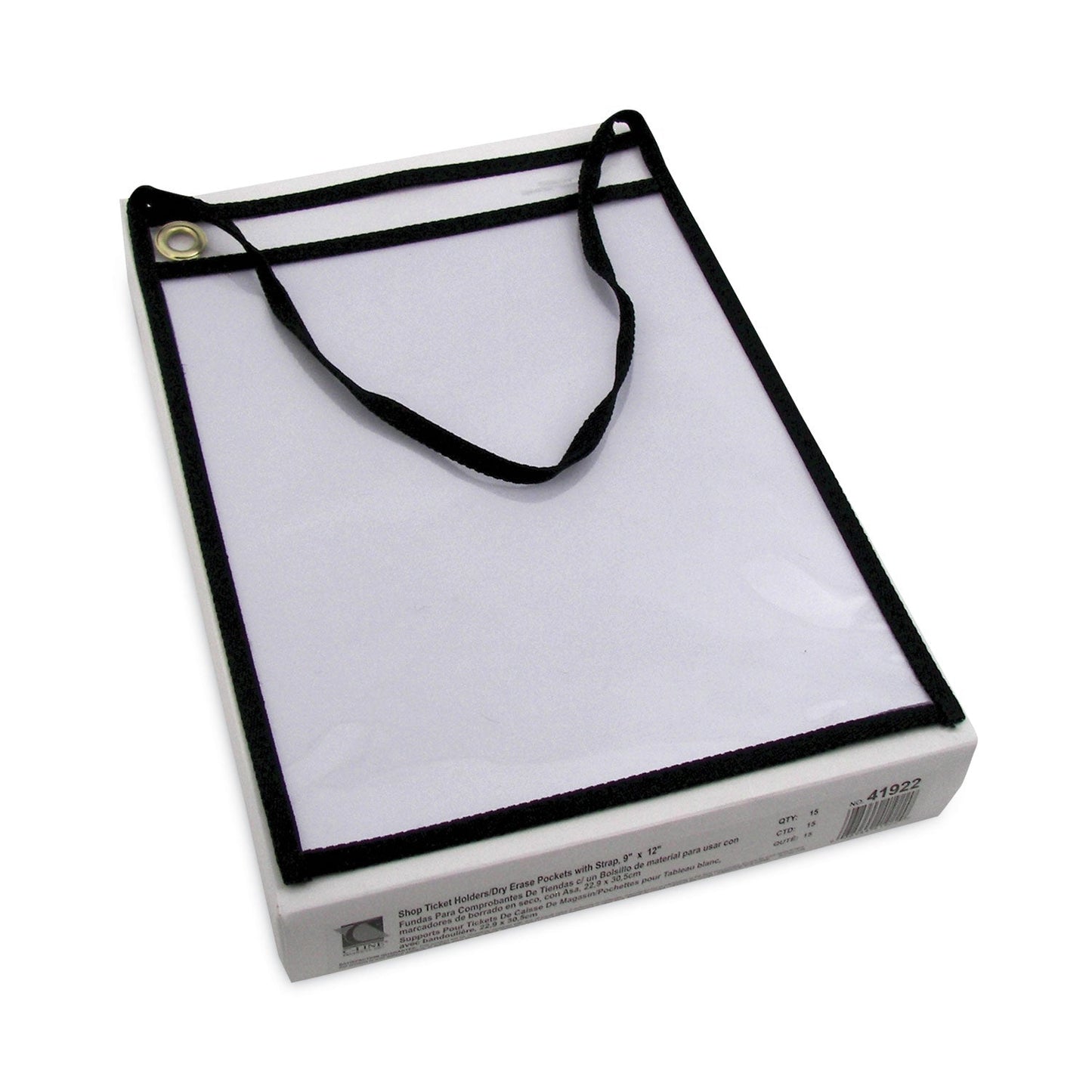 C-Line 1-Pocket Shop Ticket Holder w/Setrap, Black Stitching, 75-Sheet, 9 x 12, 15/Box