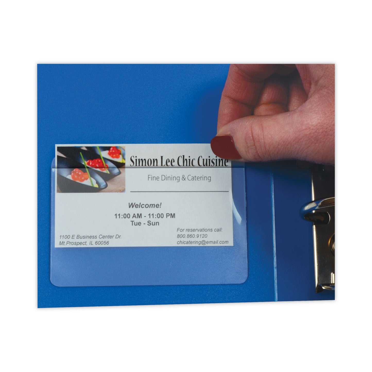 C-Line Self-Adhesive Business Card Holders, Top Load, 2 x 3.5, Clear, 10/Pack