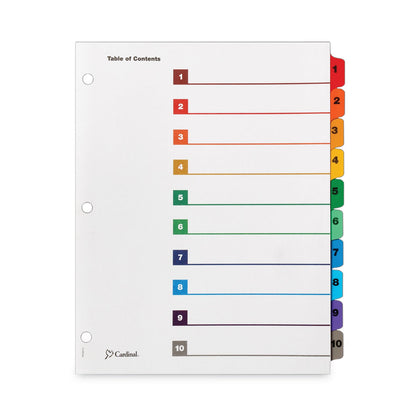 Cardinal OneStep Printable Table of Contents and Dividers, 10-Tab, 1 to 10, 11 x 8.5, White, Assorted Tabs, 6 Sets