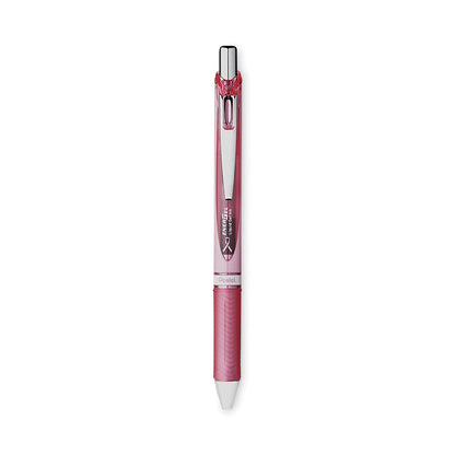 Pentel EnerGel RTX Gel Pen, Retractable, Medium 0.7 mm, Black Ink, Pink/Silver Barrel, 3/Pack