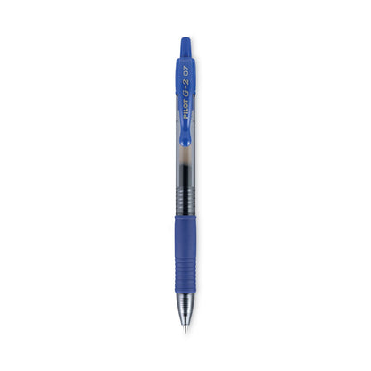 Pilot G2 Premium Gel Pen, Retractable, Fine 0.7 mm, Blue Ink, Smoke Barrel, 2/Pack