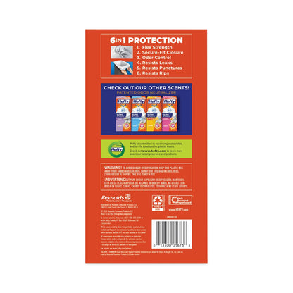 Hefty Ultra Strong Tall Kitchen and Trash Bags, 13 gal, 0.9 mil, 23.75" x 24.88", White, 110/Box