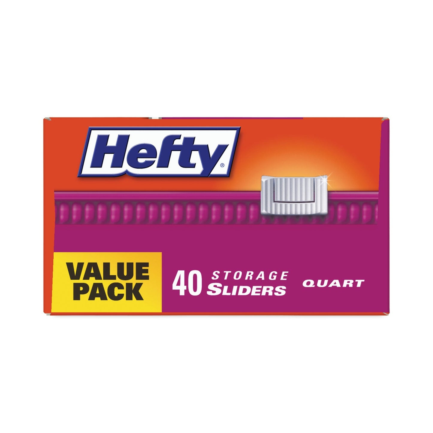 Hefty Slider Bags, 1 gal, 1.5 mil, 10.56" x 11", Clear, 270/Carton