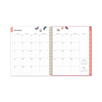 Blue Sky Fly By Frosted Weekly/Monthly Planner, Fly By Butterflies Artwork, 11 x 8.5, Blush/Pink Cover, 12-Month (Jan to Dec): 2023