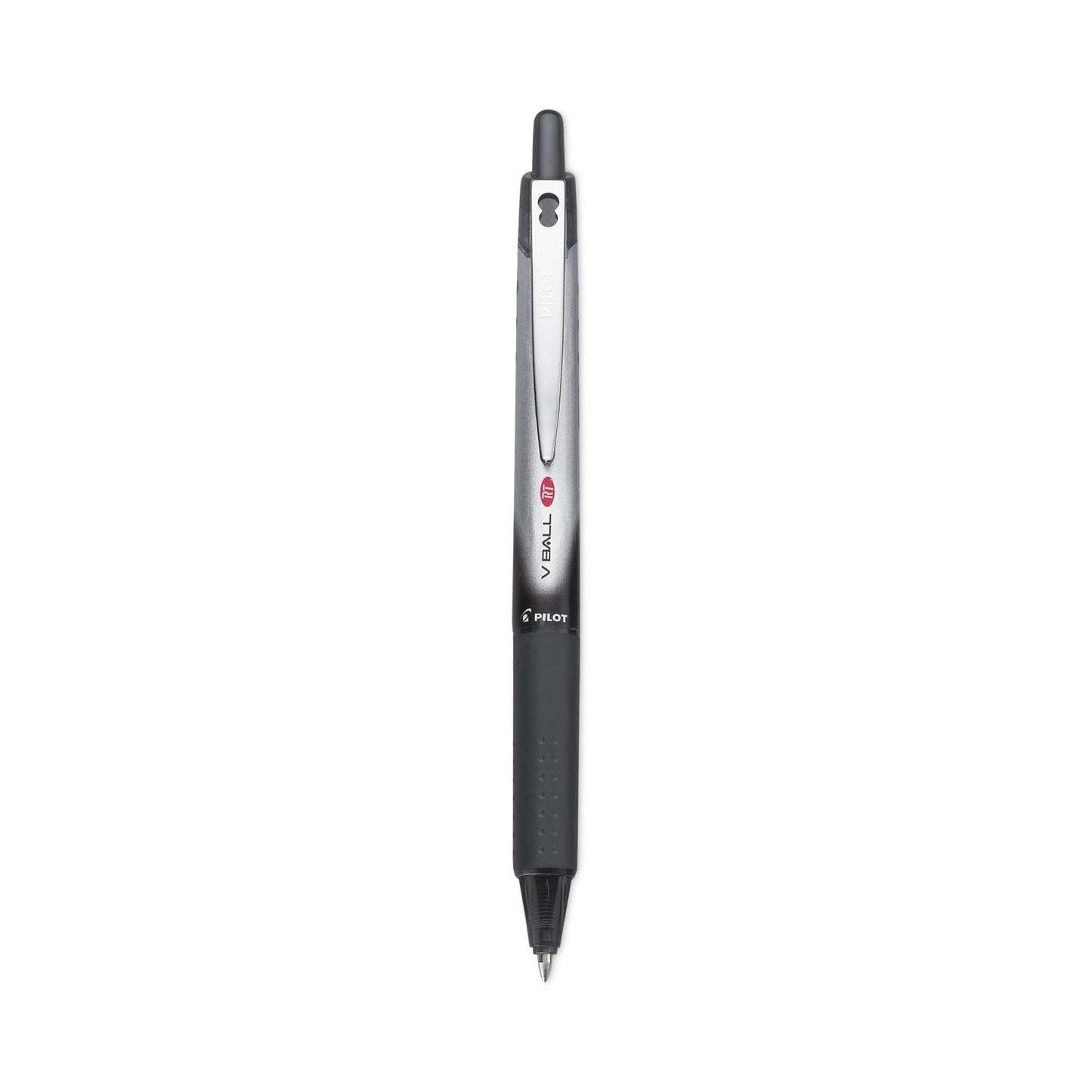 Pilot VBall RT Liquid Ink Roller Ball Pen, Retractable, Fine 0.7 mm, Black Ink, Black/White Barrel