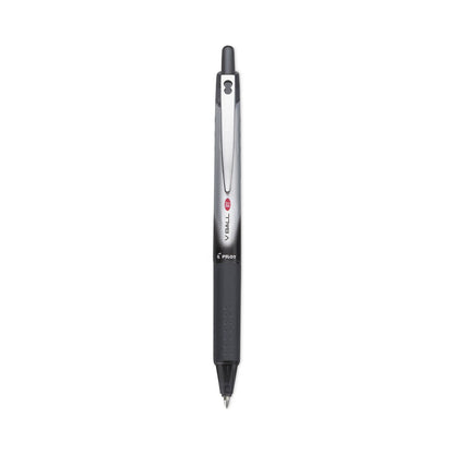 Pilot VBall RT Liquid Ink Roller Ball Pen, Retractable, Fine 0.7 mm, Black Ink, Black/White Barrel