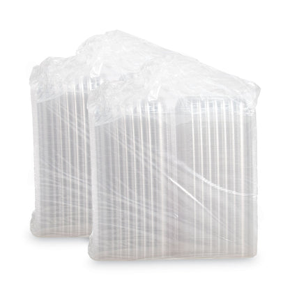 Dart ClearSeal Hinged-Lid Plastic Containers, 9.3 x 8.8 x 3, Clear, Plastic, 100/Bag, 2 Bags/Carton