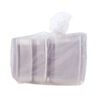 Dart StayLock Clear Hinged Lid Containers, 3-Compartment, 8.6 x 9 x 3, Clear, Plastic, 100/Packs, 2 Packs/Carton