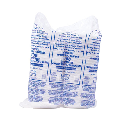 Dart Foam Hinged Lid Container, Vented Lid, 9 x 9.4 x 3, White, 100/Pack, 2 Packs/Carton