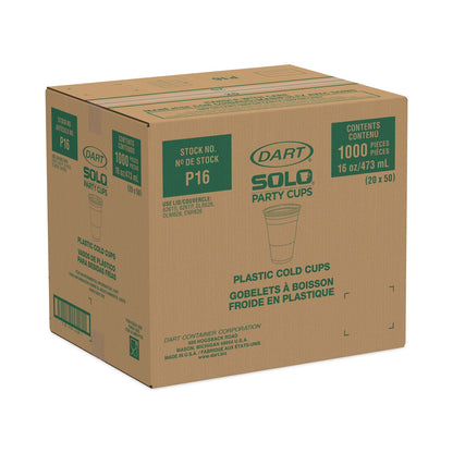 Dart Conex Translucent Plastic Cold Cups, 16 oz, 50/Sleeve, 20 Sleeves/Carton