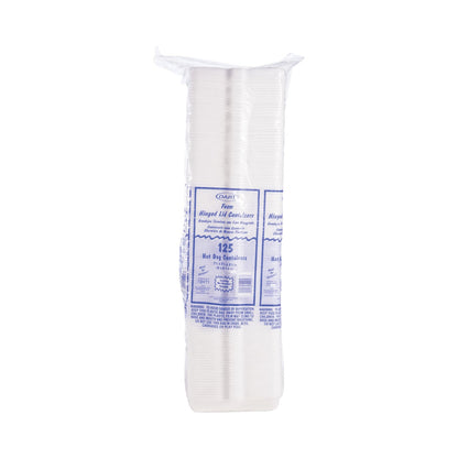Dart Foam Hinged Lid Container, Hot Dog Container, 3.8 x 7.1 x 2.3, White,125/Bag, 4 Bags/Carton