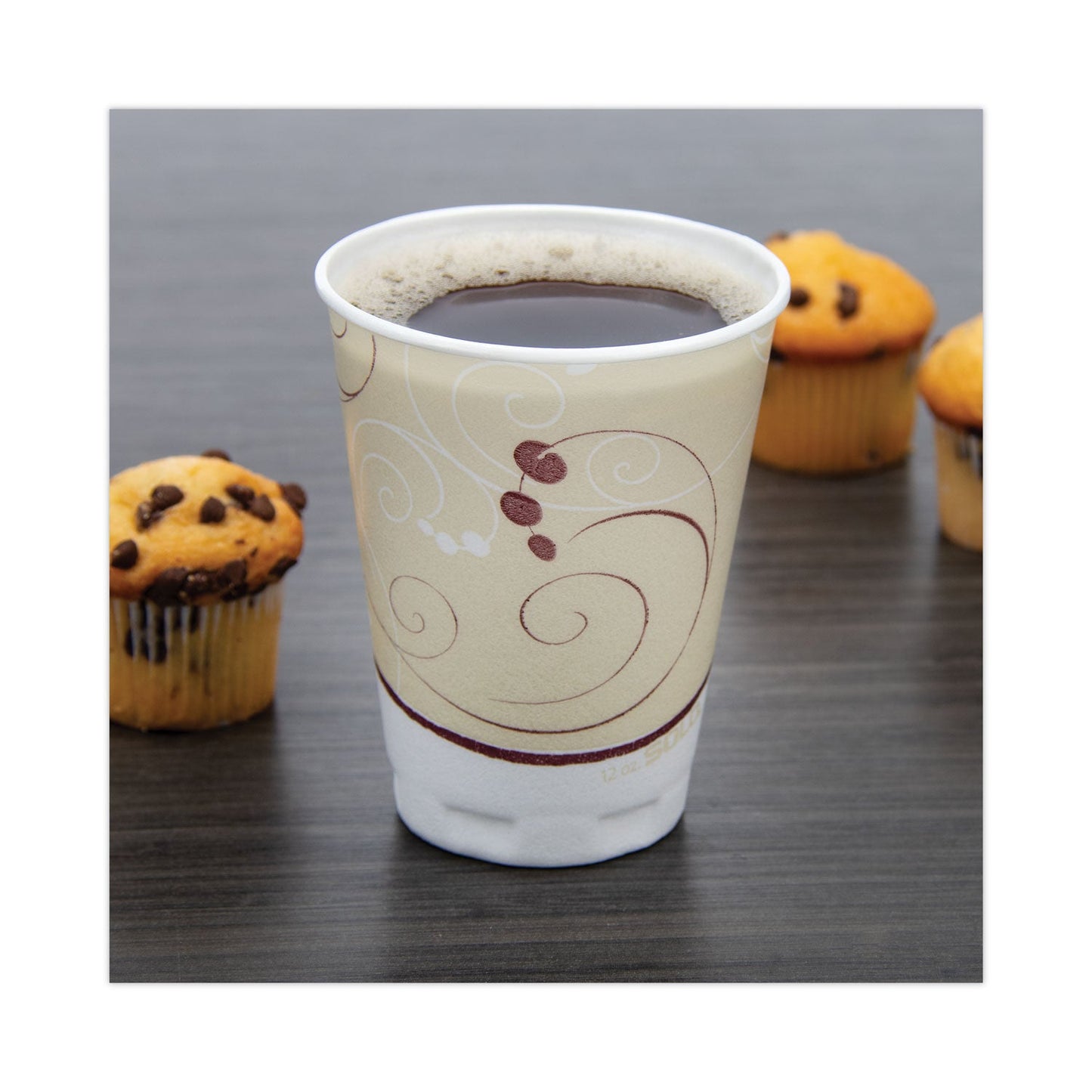 Dart Trophy Plus Dual Temperature Insulated Cups in Symphony Design, 12 oz, Beige, 1,000/Carton