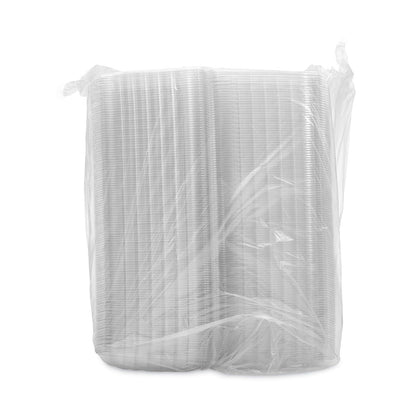 Dart ClearSeal Hinged-Lid Plastic Containers, 3-Compartment, 9.4 x 8.9 x 3, Plastic, 100/Bag, 2 Bags/Carton