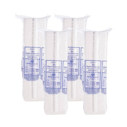 Dart Foam Hinged Lid Container, Hot Dog Container, 3.8 x 7.1 x 2.3, White,125/Bag, 4 Bags/Carton