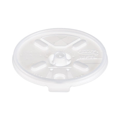 Dart Lift n' Lock Plastic Hot Cup Lids, With Straw Slot, Fits 10 oz to 14 oz Cups, Translucent, 100/Sleeve, 10 Sleeves/Carton