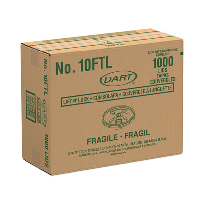 Dart Lift n' Lock Plastic Hot Cup Lids, Fits 10 oz Cups, White, 1,000/Carton
