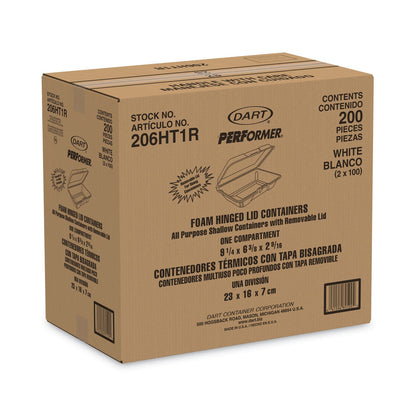 Dart Foam Hinged Lid Containers, 6.4 x 9.3 x 2.6, White, 200/Carton