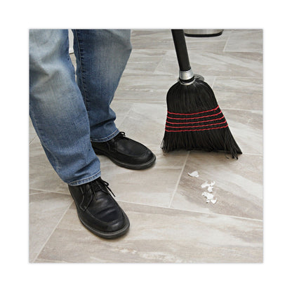 Boardwalk Flagged Tip Poly Bristle Janitor Brooms, 10 x 58.5, Wood Handle, Natural/Black, 12/Carton