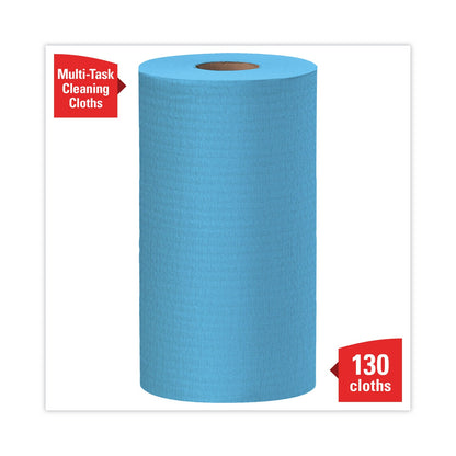 WypAll General Clean X60 Cloths, Small Roll, 13.5 x 19.6, Blue, 130/Roll, 6 Rolls/Carton
