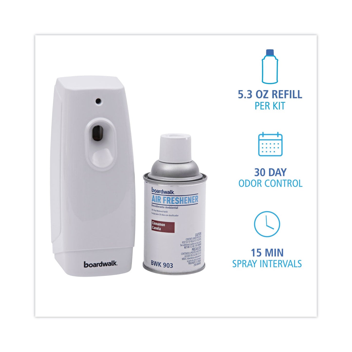 Boardwalk Air Freshener Dispenser Starter Kit, White, Cinnamon Sunset, 5.3 oz