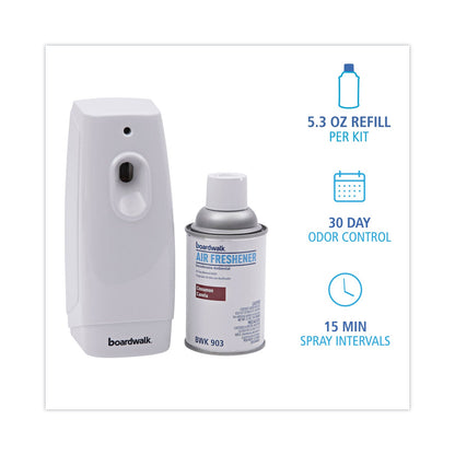 Boardwalk Air Freshener Dispenser Starter Kit, White, Cinnamon Sunset, 5.3 oz